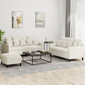 vidaXL, vidaXL 3-tlg. Sofagarnitur mit Kissen Creme Samt, vidaXL 3-tlg. Sofagarnitur mit Kissen Creme Samt