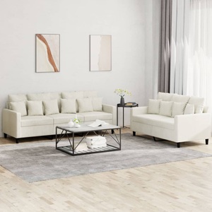vidaXL, vidaXL 2-tlg. Sofagarnitur mit Kissen Creme Samt, 