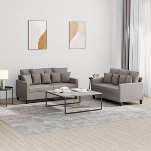 vidaXL, vidaXL 2-tlg. Sofagarnitur mit Kissen Taupe Stoff
