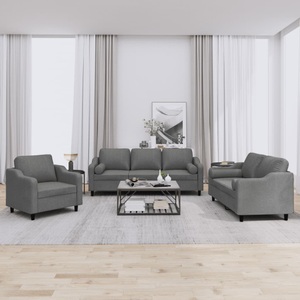 vidaXL, vidaXL 3-tlg. Sofagarnitur mit Kissen Dunkelgrau Stoff