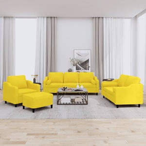 vidaXL, vidaXL 4-tlg. Sofagarnitur mit Kissen Hellgelb Stoff