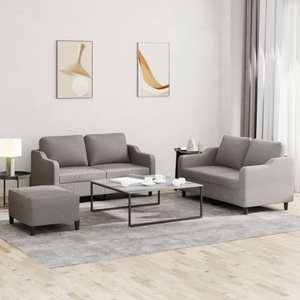 vidaXL, vidaXL 3-tlg. Sofagarnitur mit Kissen Taupe Stoff