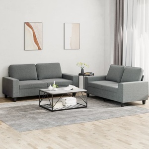 vidaXL, vidaXL 2-tlg. Sofagarnitur Dunkelgrau Stoff