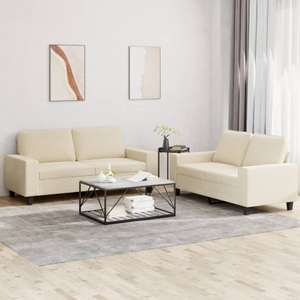 vidaXL, vidaXL 2-tlg. Sofagarnitur Creme Stoff