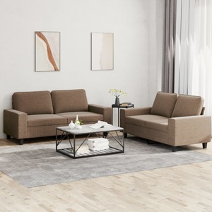 vidaXL, vidaXL 2-tlg. Sofagarnitur Braun Stoff