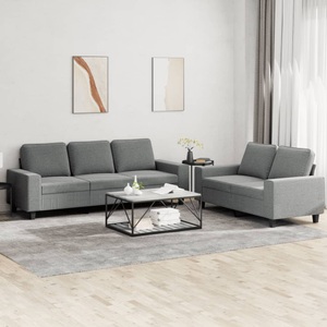 vidaXL, vidaXL 2-tlg. Sofagarnitur Dunkelgrau Stoff