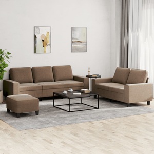 vidaXL, vidaXL 3-tlg. Sofagarnitur Braun Stoff