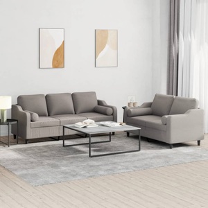 vidaXL, vidaXL 2-tlg. Sofagarnitur mit Kissen Taupe Stoff