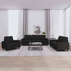 vidaXL, vidaXL 3-tlg. Sofagarnitur Schwarz Stoff