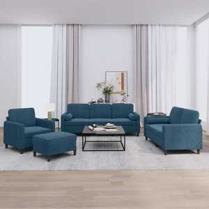 vidaXL, vidaXL 4-tlg. Sofagarnitur mit Kissen Blau Samt