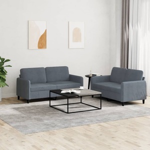 vidaXL, vidaXL 2-tlg. Sofagarnitur Dunkelgrau Samt, vidaXL 2-tlg. Sofagarnitur Dunkelgrau Samt