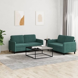 vidaXL, vidaXL 2-tlg. Sofagarnitur Dunkelgrün Samt, vidaXL 2-tlg. Sofagarnitur Dunkelgrün Samt