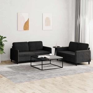 vidaXL, vidaXL 2-tlg. Sofagarnitur Schwarz Samt, vidaXL 2-tlg. Sofagarnitur Schwarz Samt