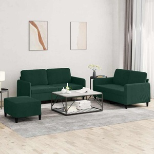 vidaXL, vidaXL 3-tlg. Sofagarnitur Dunkelgrün Samt