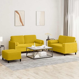 vidaXL, vidaXL 3-tlg. Sofagarnitur mit Kissen Gelb Samt