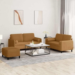 vidaXL, vidaXL 3-tlg. Sofagarnitur mit Kissen Braun Samt