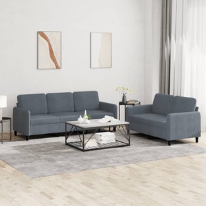 vidaXL, vidaXL 2-tlg. Sofagarnitur Dunkelgrau Samt, vidaXL 2-tlg. Sofagarnitur Dunkelgrau Samt