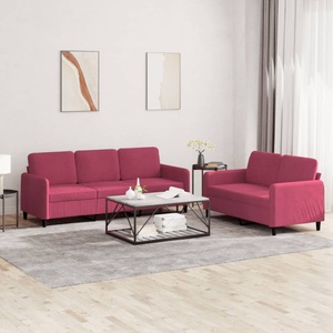 vidaXL, vidaXL 2-tlg. Sofagarnitur Weinrot Samt, vidaXL 2-tlg. Sofagarnitur Weinrot Samt