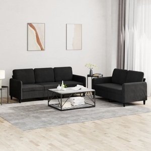 vidaXL, vidaXL 2-tlg. Sofagarnitur Schwarz Samt, vidaXL 2-tlg. Sofagarnitur Schwarz Samt