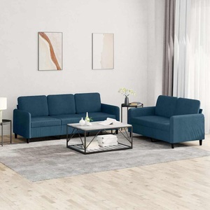 vidaXL, vidaXL 2-tlg. Sofagarnitur Blau Samt, vidaXL 2-tlg. Sofagarnitur Blau Samt