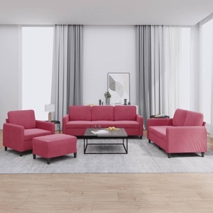 vidaXL, vidaXL 4-tlg. Sofagarnitur Weinrot Samt