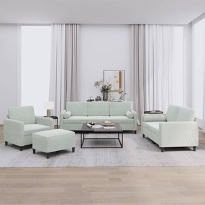 vidaXL, vidaXL 4-tlg. Sofagarnitur mit Kissen Hellgrau Samt