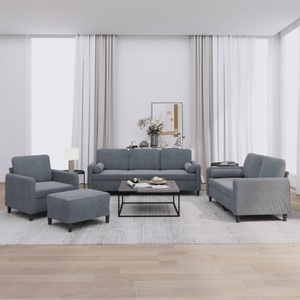 vidaXL, vidaXL 4-tlg. Sofagarnitur mit Kissen Dunkelgrau Samt