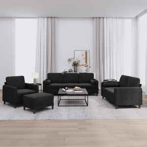 vidaXL, vidaXL 4-tlg. Sofagarnitur mit Kissen Schwarz Samt