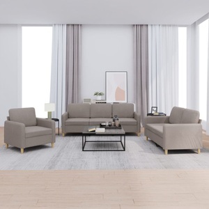 vidaXL, vidaXL 3-tlg. Sofagarnitur mit Kissen Taupe Stoff, 