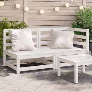 vidaXL, vidaXL Gartensofa 2-Sitzer Weiß Massivholz Kiefer, vidaXL Gartensofa 2-Sitzer Weiß Massivholz Kiefer