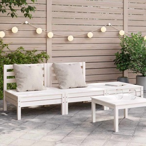 vidaXL, vidaXL Gartensofa 3-Sitzer Weiß Massivholz Kiefer, vidaXL Gartensofa 3-Sitzer Weiß Massivholz Kiefer