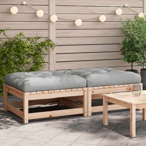 vidaXL, vidaXL Gartenhocker mit Kissen 2 Stk. Massivholz Kiefer, vidaXL Gartenhocker mit Kissen 2 Stk. Massivholz Kiefer