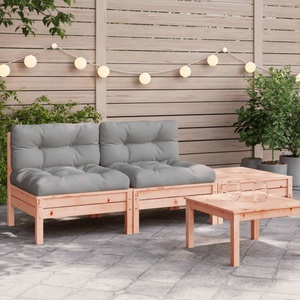 vidaXL, vidaXL Gartensofa mit Kissen und Hocker 2-Sitzer, vidaXL Gartensofa mit Kissen und Hocker 2-Sitzer
