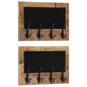 vidaXL, vidaXL Wandgarderoben mit 4 Haken 2 Stk. Massivholz Mango, vidaXL Wandgarderoben mit 4 Haken 2 Stk. Massivholz Mango
