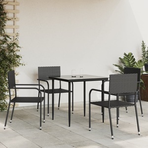 vidaXL, vidaXL 5-tlg. Garten-Essgruppe Schwarz Poly Rattan und Stahl