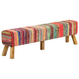 vidaXL, vidaXL Sitzbank Mehrfarbig 160 cm Chindi-Stoff und Massivholz Mango, 