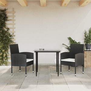 vidaXL, vidaXL 3-tlg. Garten-Essgruppe Schwarz Poly Rattan und Stahl