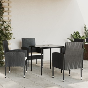 vidaXL, vidaXL 5-tlg. Garten-Essgruppe Schwarz Poly Rattan und Stahl