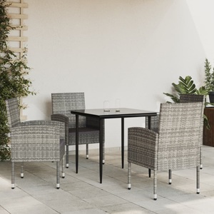 vidaXL, vidaXL 5-tlg. Garten-Essgruppe Grau und Schwarz Poly Rattan und Stahl