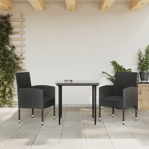 vidaXL, vidaXL 3-tlg. Garten-Essgruppe Schwarz Poly Rattan und Stahl