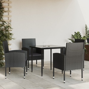 vidaXL, vidaXL 5-tlg. Garten-Essgruppe Schwarz Poly Rattan und Stahl