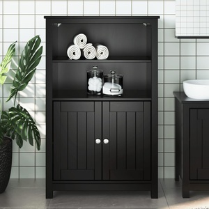 vidaXL, vidaXL Badschrank BERG Schwarz 69,5x34x110 cm Massivholz Kiefer, vidaXL Badschrank BERG Schwarz 69,5x34x110 cm Massivholz Kiefer