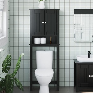 vidaXL, vidaXL Toilettenschrank BERG Schwarz 60x27x164,5 cm Massivholz, vidaXL Toilettenschrank BERG Schwarz 60x27x164,5 cm Massivholz
