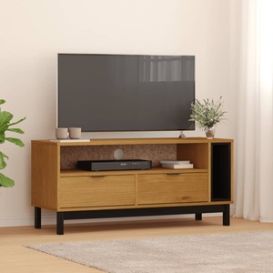 vidaXL, vidaXL TV-Schrank FLAM 110x40x50 cm Massivholz Kiefer, VidaXL - Tv-schrank kiefernholz, One Size, Braun