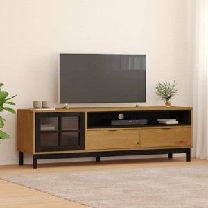 vidaXL, vidaXL TV-Schrank mit Glastür FLAM 158x40x50 cm Massivholz Kiefer