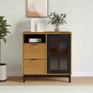 vidaXL, vidaXL Sideboard mit Glastür FLAM 80x40x80 cm Massivholz Kiefer, vidaXL Sideboard mit Glastür FLAM 80x40x80 cm Massivholz Kiefer
