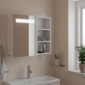 vidaXL, vidaXL Spiegelschrank mit LED-Beleuchtung Weiß 60x13x52 cm