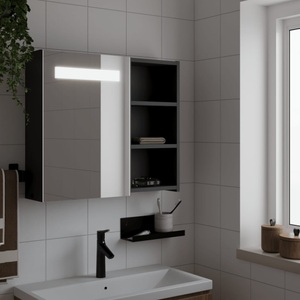 vidaXL, vidaXL Spiegelschrank mit LED-Beleuchtung Schwarz 60x13x52 cm, 