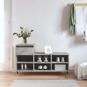 vidaXL, vidaXL Schuhregal Betongrau 102x36x60 cm Holzwerkstoff
