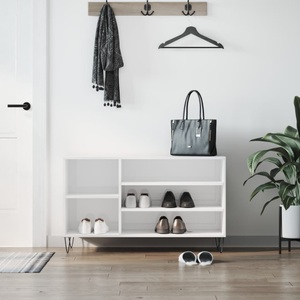vidaXL, vidaXL Schuhregal Hochglanz-Weiß 102x36x60 cm Holzwerkstoff